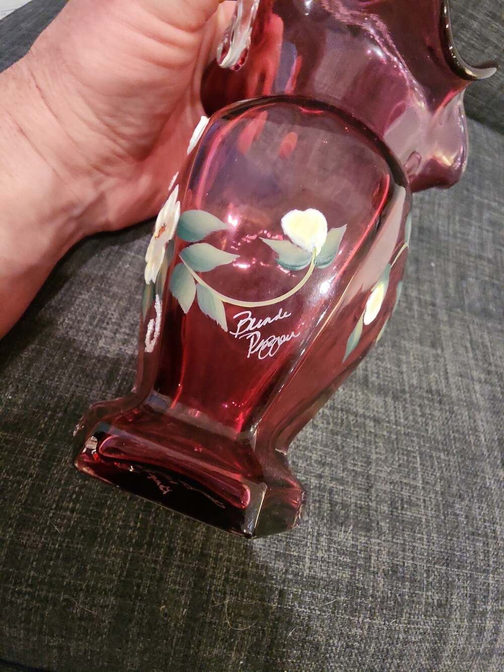 Fenton Glass Messenger Cranberry Basket - Picture 6 of 12